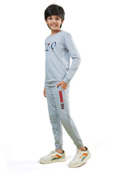 Light Grey ECO Print Boys Co-Ord Set (T-Shirt & Joggers)